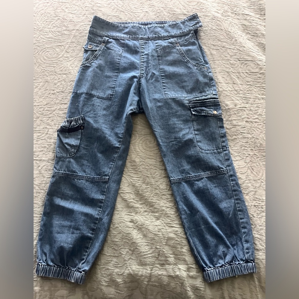 Anthropologie Denim Cargo Jeans in Mid Blue